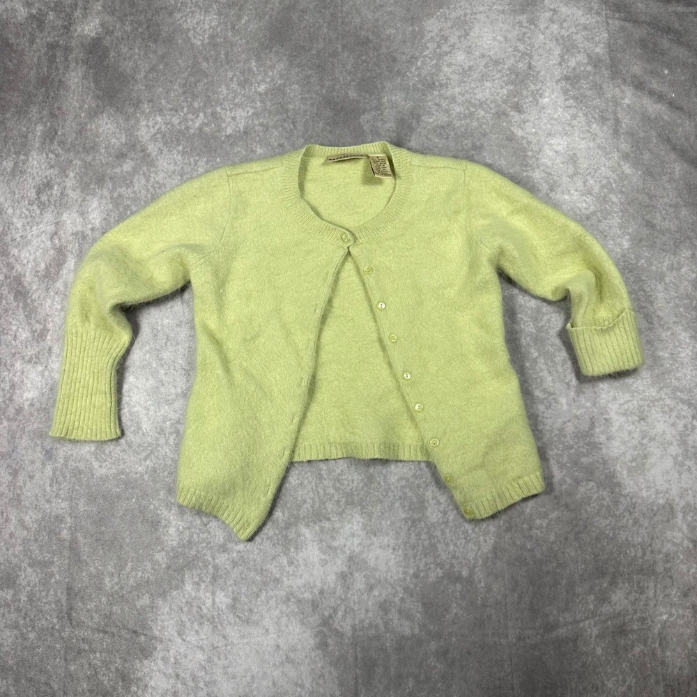 Vintage Y2K Apostrophe Womens S Angora Rabbit Hair Blend Cardigan Sweater Fuzzy
